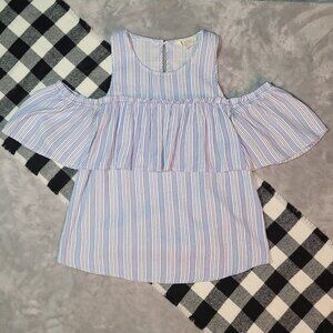 M | Sweet Wanderer | Cold-Shoulder Ruffle Top